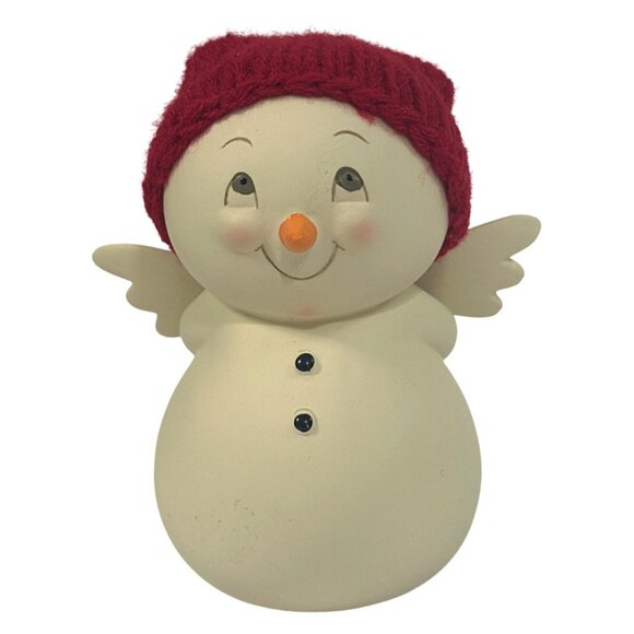 Dept 56 Snowpinions Snowman ''NAUGHTY OR NICE" Angel with Red Hat Christmas - Picture 1 of 5